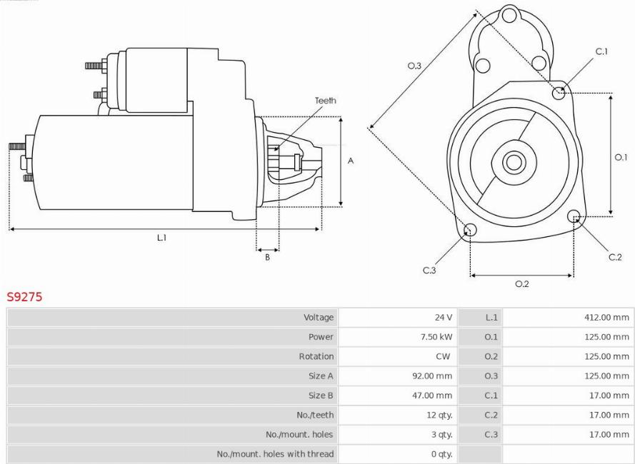 AS-PL S9275 - Starter motal.fi