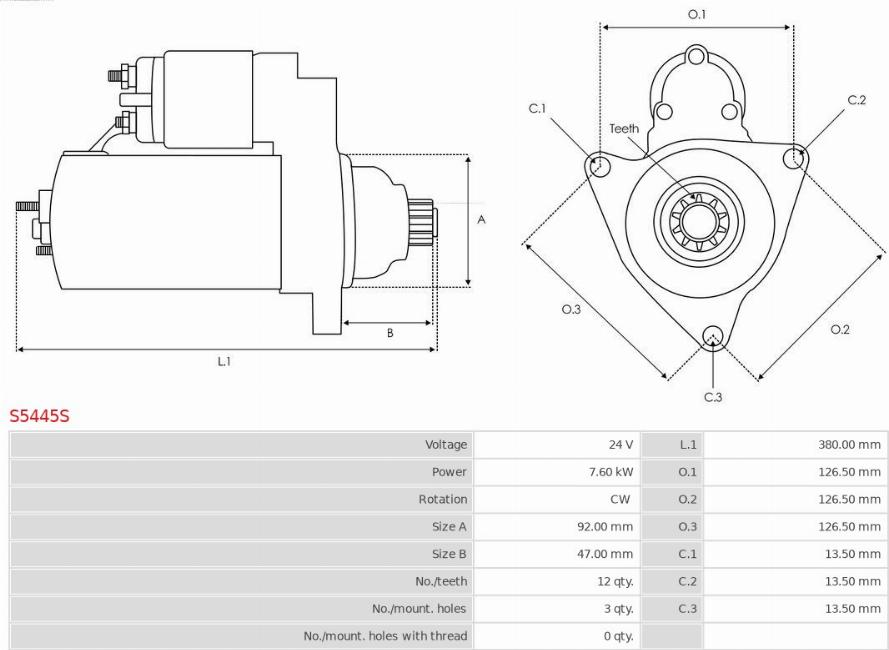 AS-PL S5445S - Starter motal.fi