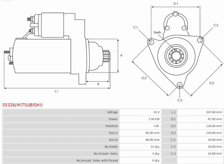 AS-PL S5326(MITSUBISHI) - Starter motal.fi