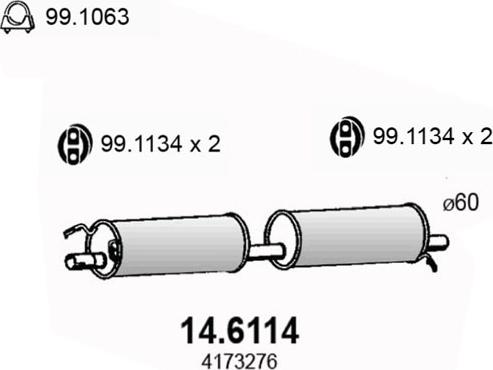 ASSO 14.6114 - Middle Silencer motal.fi