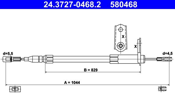 ATE 24.3727-0468.2 - Cable, parking brake motal.fi