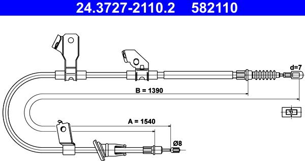 ATE 24.3727-2110.2 - Cable, parking brake motal.fi