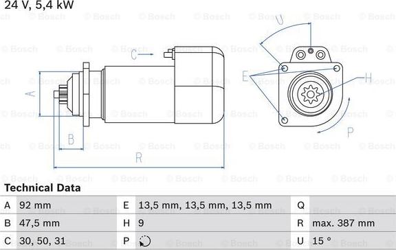 BOSCH 0 986 011 570 - Starter motal.fi