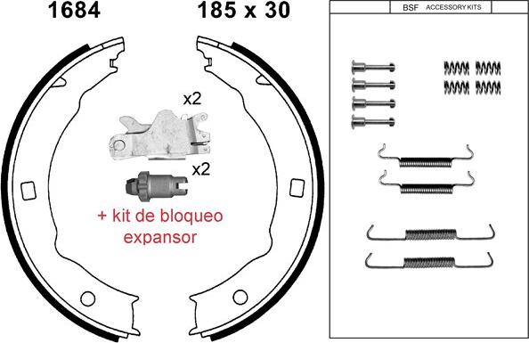 BSF 01684KC - Brake Shoe Set, parking brake motal.fi