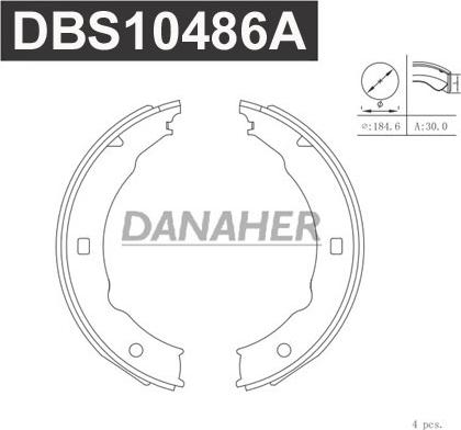 Danaher DBS10486A - Brake Shoe Set, parking brake motal.fi