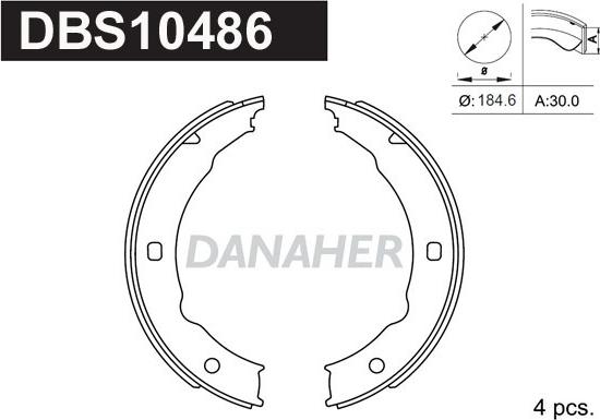 Danaher DBS10486 - Brake Shoe Set, parking brake motal.fi