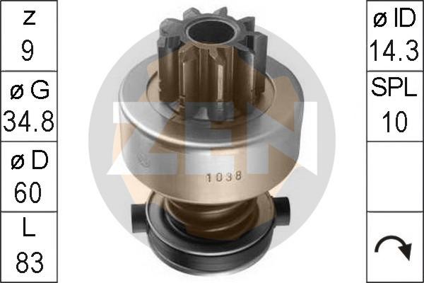 ERA ZN1038 - Pinion, bendix, starter motal.fi