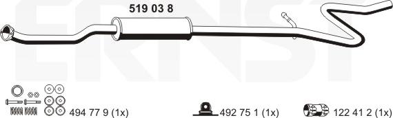 ERNST 519038 - Middle Silencer motal.fi