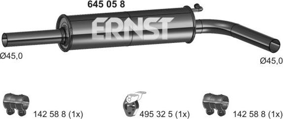 ERNST 645058 - Middle Silencer motal.fi