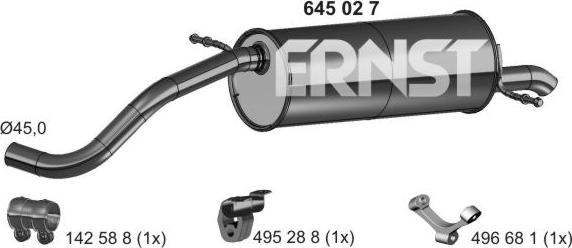 ERNST 645027 - End Silencer motal.fi