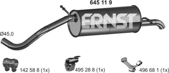 ERNST 645119 - End Silencer motal.fi