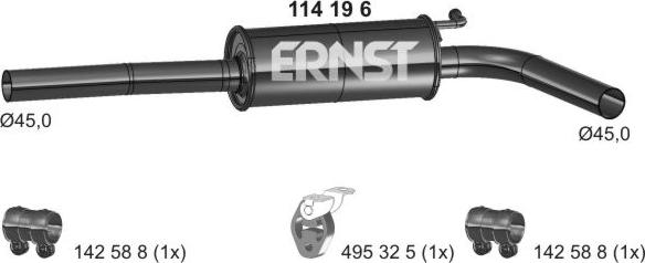 ERNST 114196 - Middle Silencer motal.fi