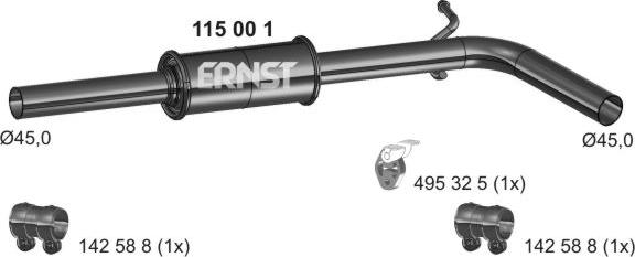 ERNST 115001 - Middle Silencer motal.fi