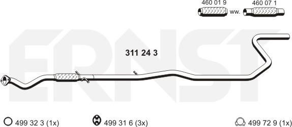 ERNST 311243 - Exhaust Pipe motal.fi