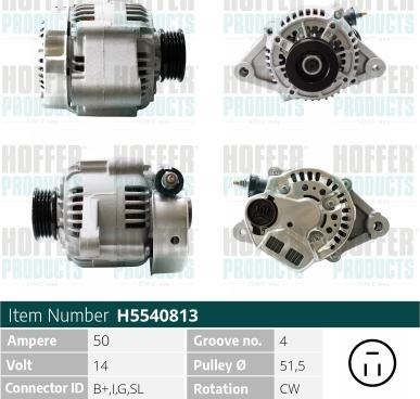 Hoffer H5540813 - Alternator motal.fi