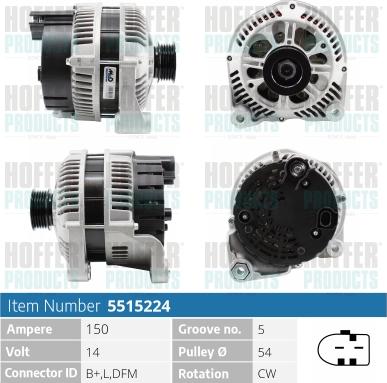 Hoffer H5515224 - Alternator motal.fi