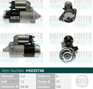 Hoffer H5035748 - Starter motal.fi