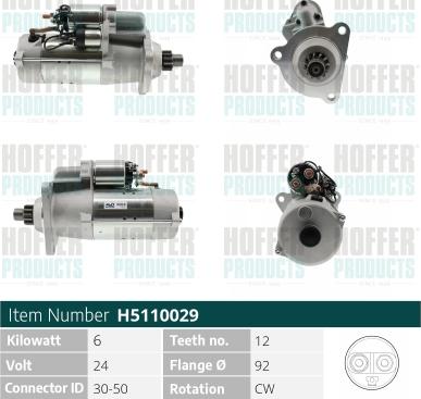 Hoffer H5110029 - Starter motal.fi