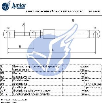 JUNIOR GS28415 - Gas Spring, boot, cargo area motal.fi