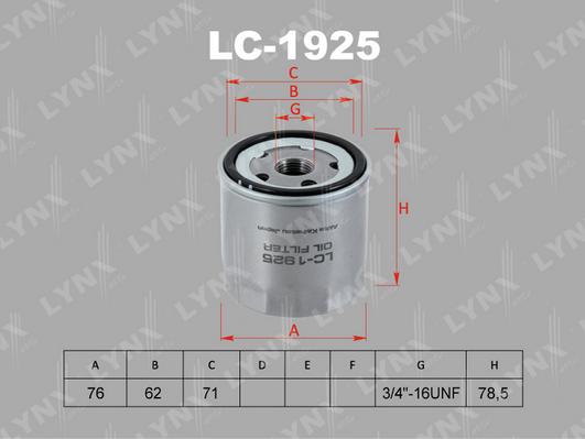 LYNXauto LC-1925 - Oil Filter motal.fi