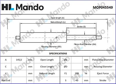 Mando MOP045549 - Gas Spring motal.fi