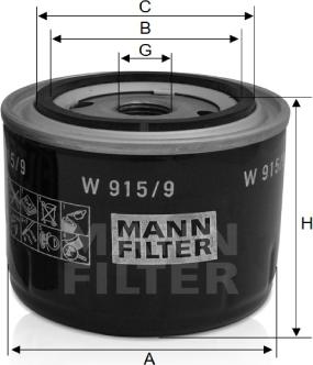 Mann-Filter W 915/9 - Oil Filter motal.fi