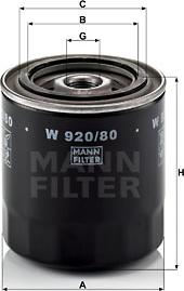 Mann-Filter W 920/80 - Oil Filter motal.fi