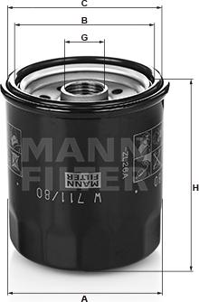 Mann-Filter W 711/80 - Oil Filter motal.fi