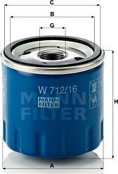 Mann-Filter W 712/16 - Oil Filter motal.fi