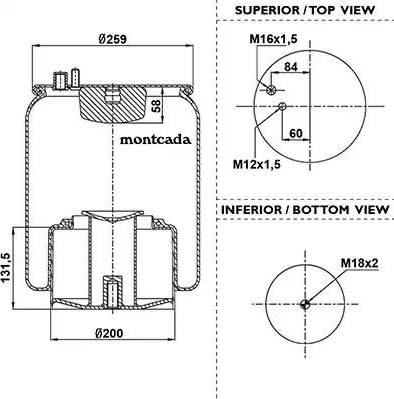 Montcada 0163065 - Bellow, air suspension motal.fi