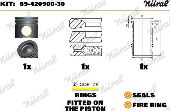 Nüral 89-420900-30 - Repair Set, piston / sleeve motal.fi