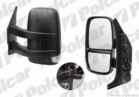 Polcar 3080514M - Outside Mirror, driver cab motal.fi