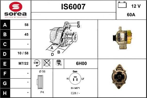 Sera IS6007 - Alternator motal.fi