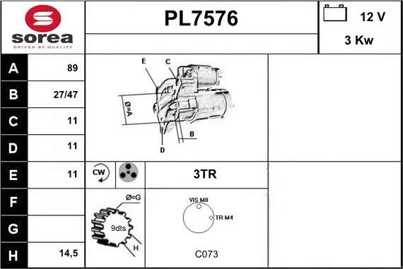 Sera PL7576 - Starter motal.fi