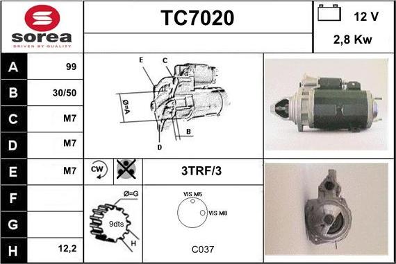 Sera TC7020 - Starter motal.fi