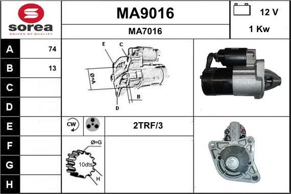 SNRA MA9016 - Starter motal.fi