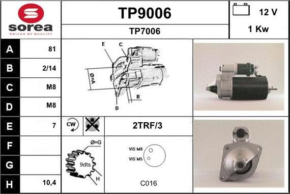 SNRA TP9006 - Starter motal.fi