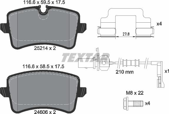 Textar 2521413 - Brake Pad Set, disc brake motal.fi