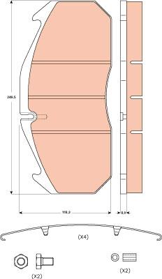 TRW GDB5065 - Brake Pad Set, disc brake motal.fi