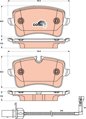 TRW GDB1902 - Brake Pad Set, disc brake motal.fi