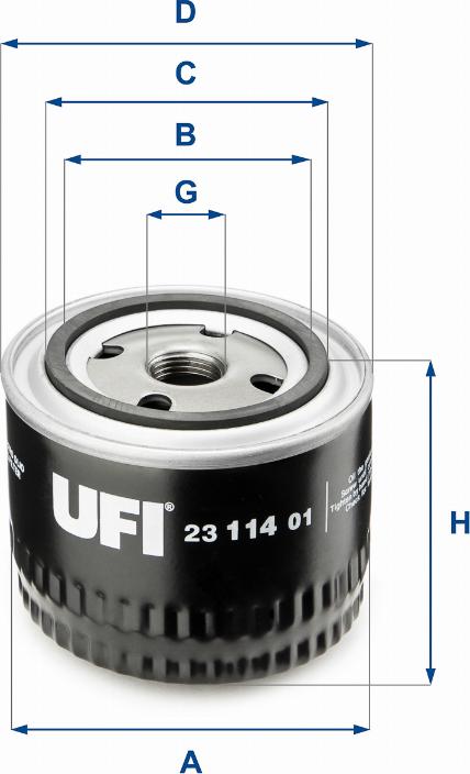 UFI 23.114.01 - Oil Filter motal.fi