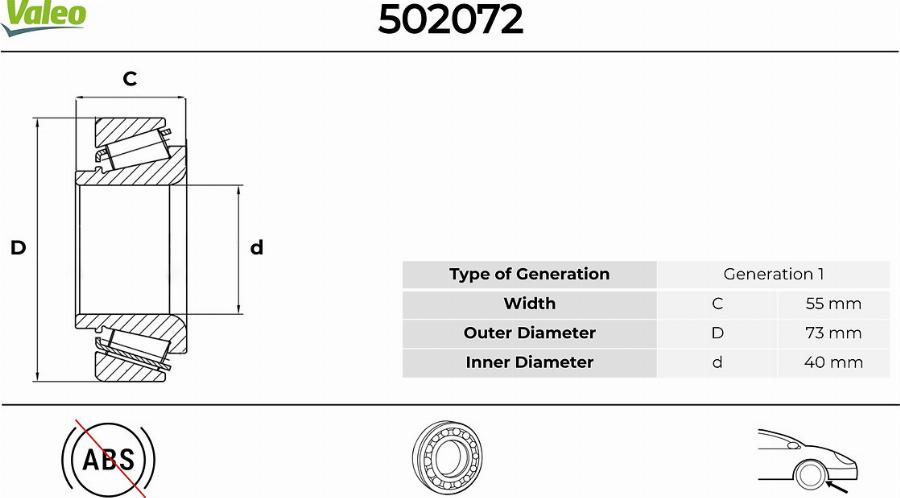 Valeo 502072 - Wheel Bearing motal.fi