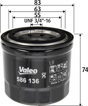 Valeo 586136 - Oil Filter motal.fi