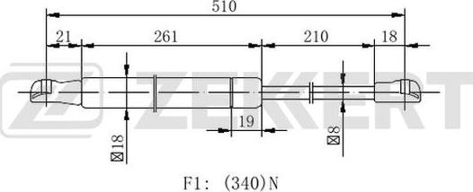 Zekkert GF-2390 - Gas Spring, boot, cargo area motal.fi