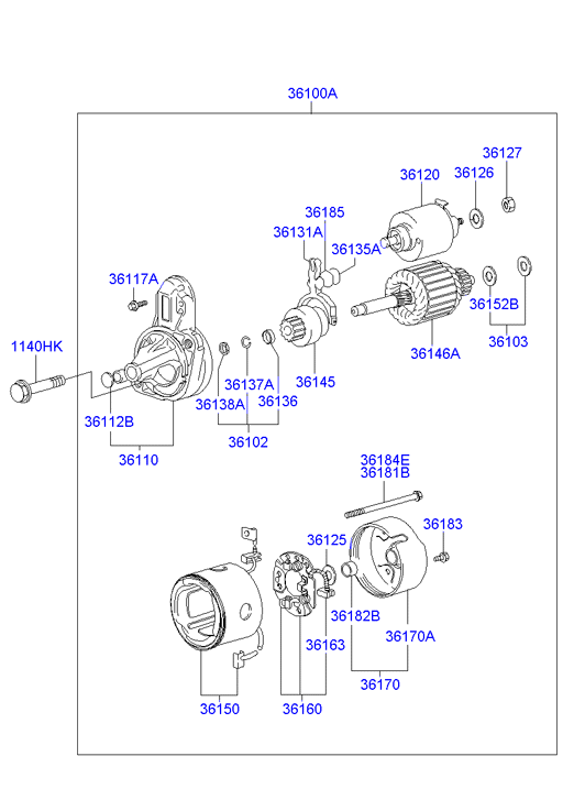 Hyundai 36100 22855 - Starter motal.fi