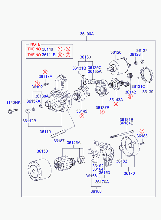 Hyundai 36100-22805 - Starter motal.fi