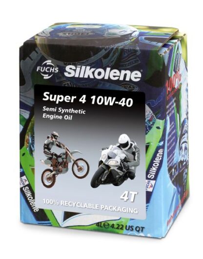 4T engine oil 10W40 SILKOLENE Super 4 4l 4T bio-degradable packaging, API SL JASO MA-2 Semi-synthetic