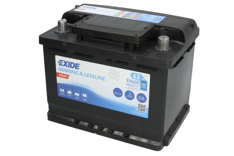 Battery EXIDE 12V 62Ah/540A MARINE/RV; START (R+ standard terminal) 242x175x190 B0 (starting)