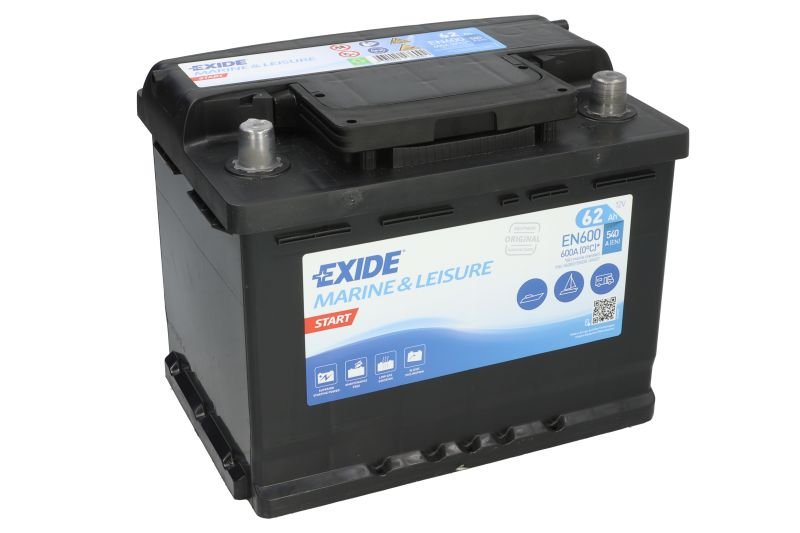 Battery EXIDE 12V 62Ah/540A MARINE/RV; START (R+ standard terminal) 242x175x190 B0 (starting) - Image 2