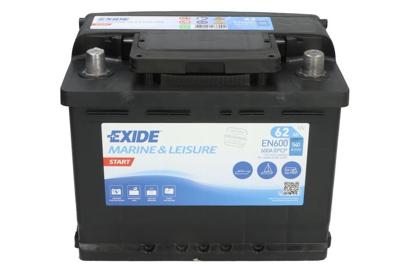 Battery EXIDE 12V 62Ah/540A MARINE/RV; START (R+ standard terminal) 242x175x190 B0 (starting) - Image 3